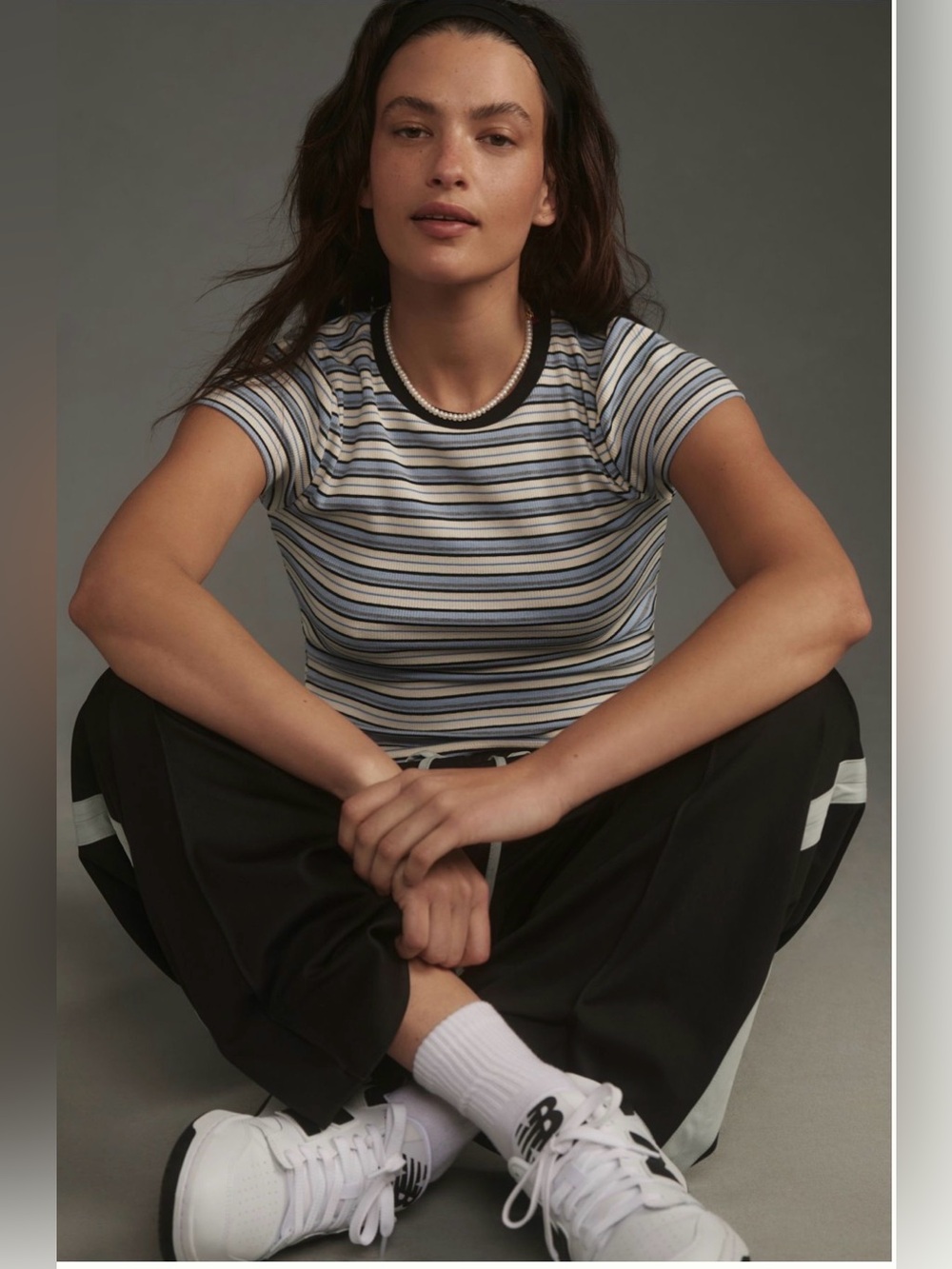 NWOT The Blair Baby Tee by Maeve: Striped Edition
